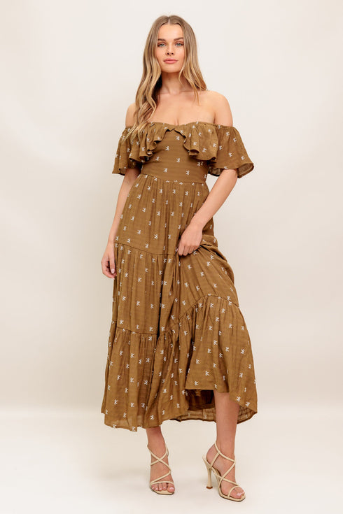 belle-amour-brown-woven-midi-dress Flying Tomato-Sophia's Style-3